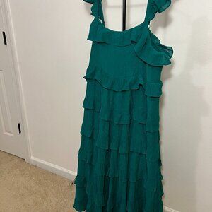 Crown & Ivy Emerald Ruffle Dress L